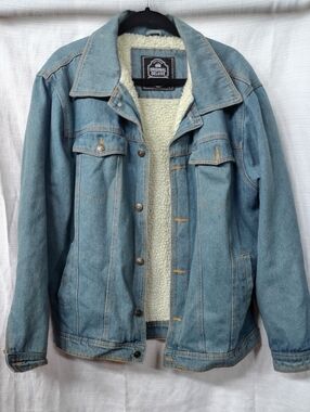 Original Deluxe Men's Light Blue Denim Sherpa-Lined Jacket Large